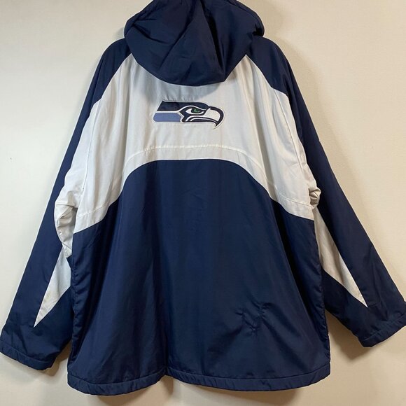 Reebok Seattle Seahawks Onfield Jacket Men's XL Blue Gray Fleece Hooded - Picture 3 of 14